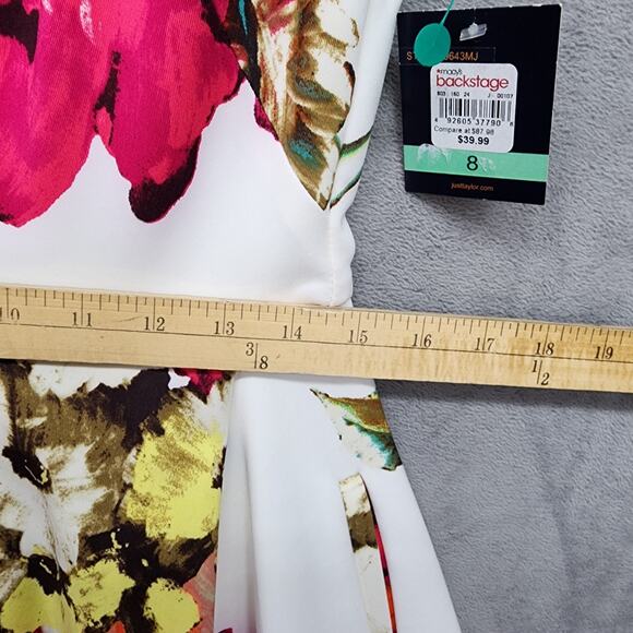 Just Taylor Floral Dress Women 8 NWT Pleated Pockets Gold Zipper Party Flawed - Picture 12 of 14